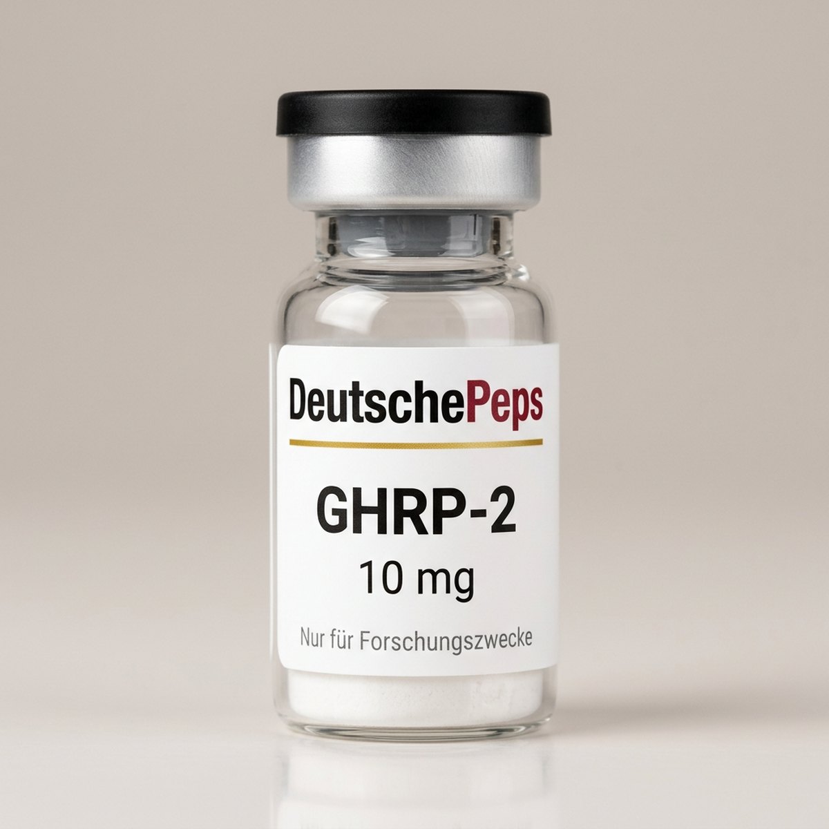 GHRP-2 10 mg — Vial mit lyophilisiertem Forschungspeptid (Symbolbild)
