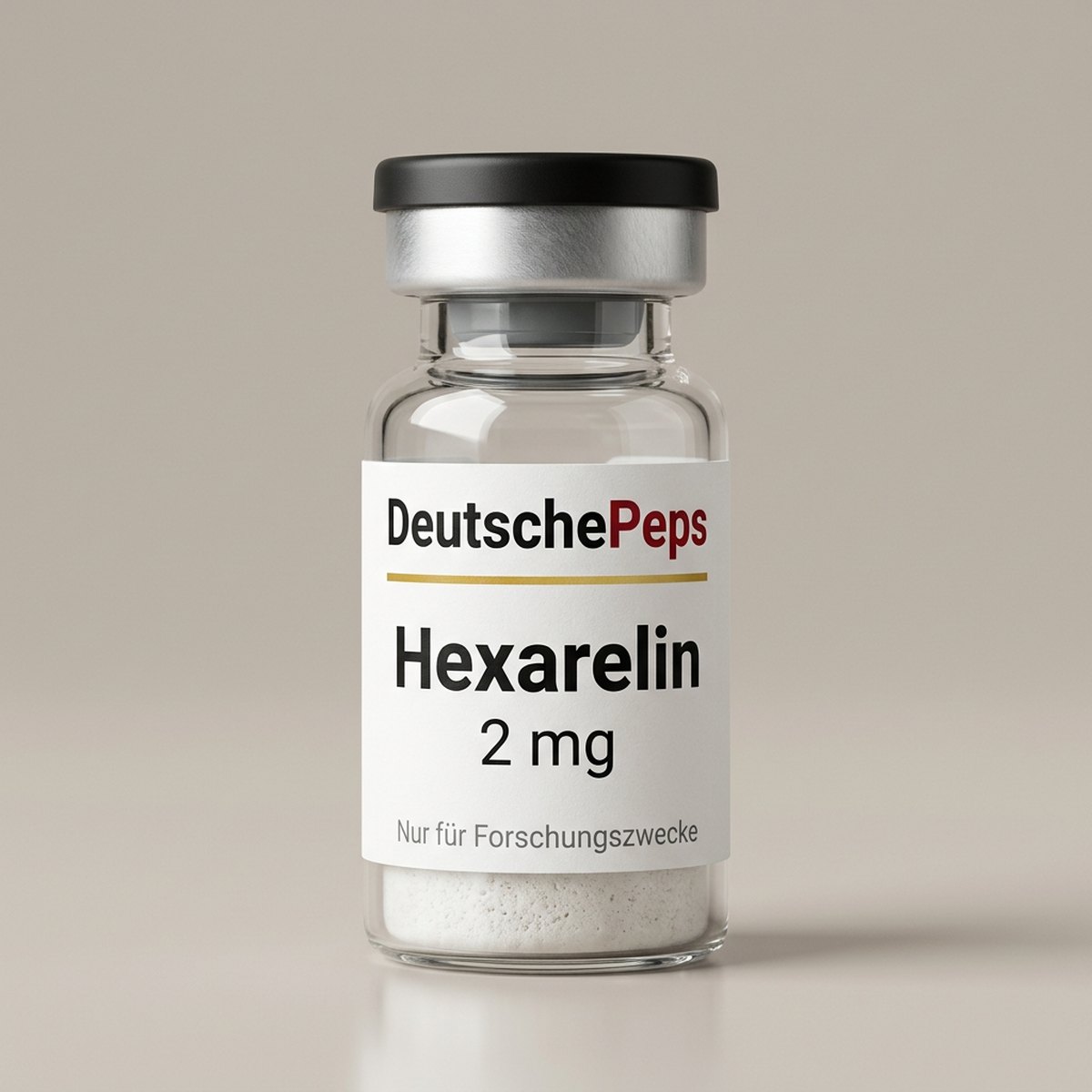 Hexarelin 2 mg — Vial mit lyophilisiertem Forschungspeptid (Symbolbild)