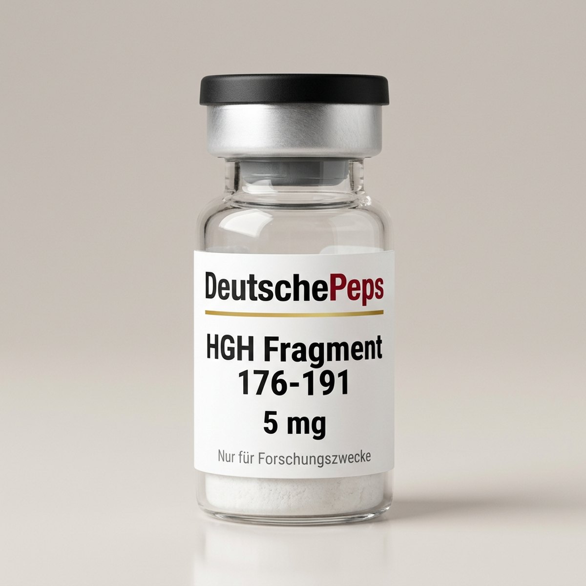 HGH Fragment 176-191 5 mg — Vial mit lyophilisiertem Forschungspeptid (Symbolbild)