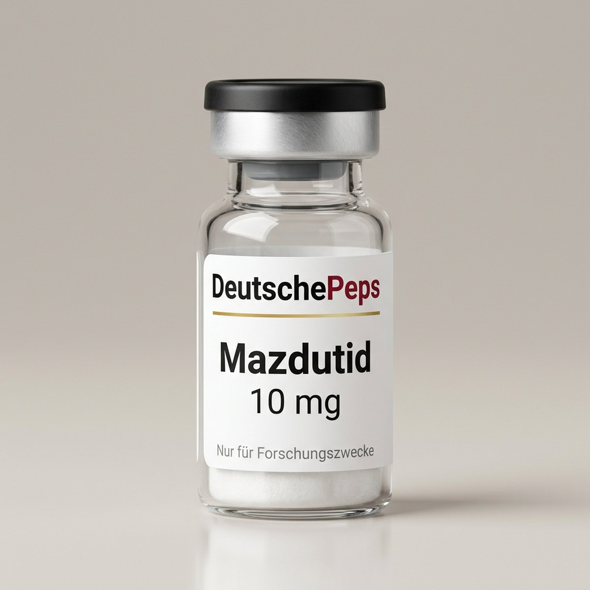Mazdutid 10 mg — Vial mit lyophilisiertem Forschungspeptid (Symbolbild)