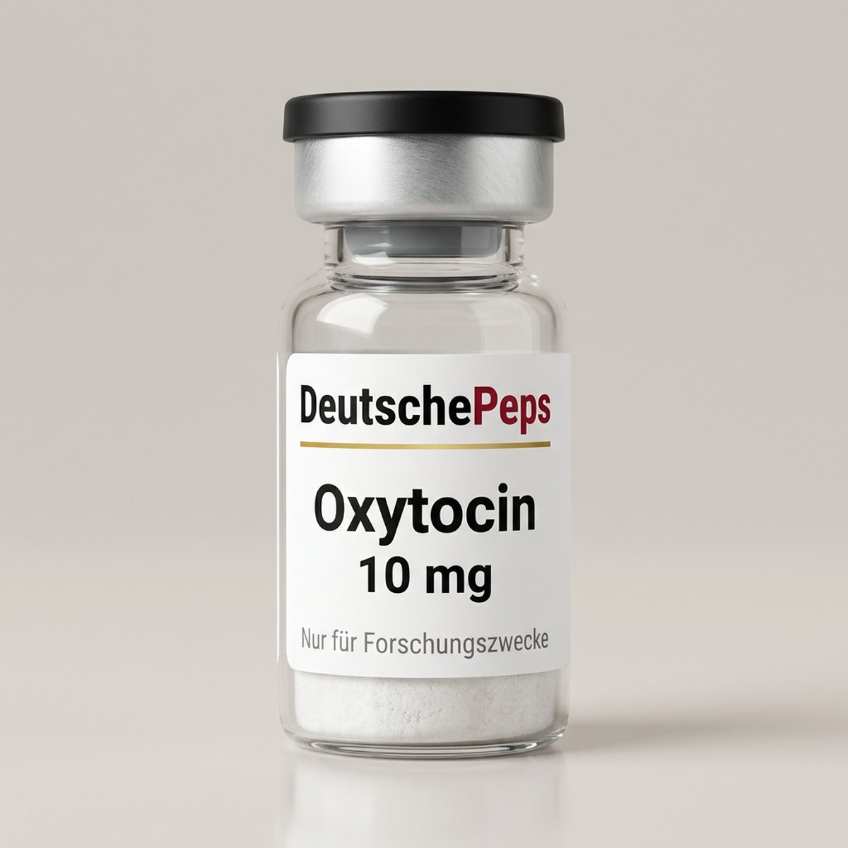 Oxytocin 10 mg — Vial mit lyophilisiertem Forschungspeptid (Symbolbild)