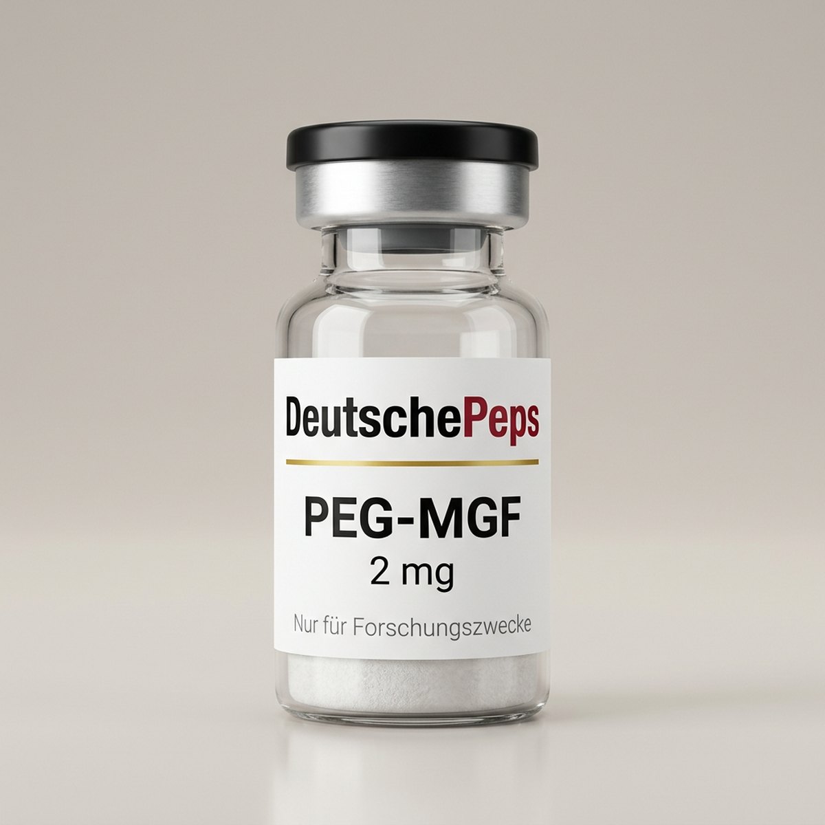 PEG-MGF 2 mg — Vial mit lyophilisiertem Forschungspeptid (Symbolbild)