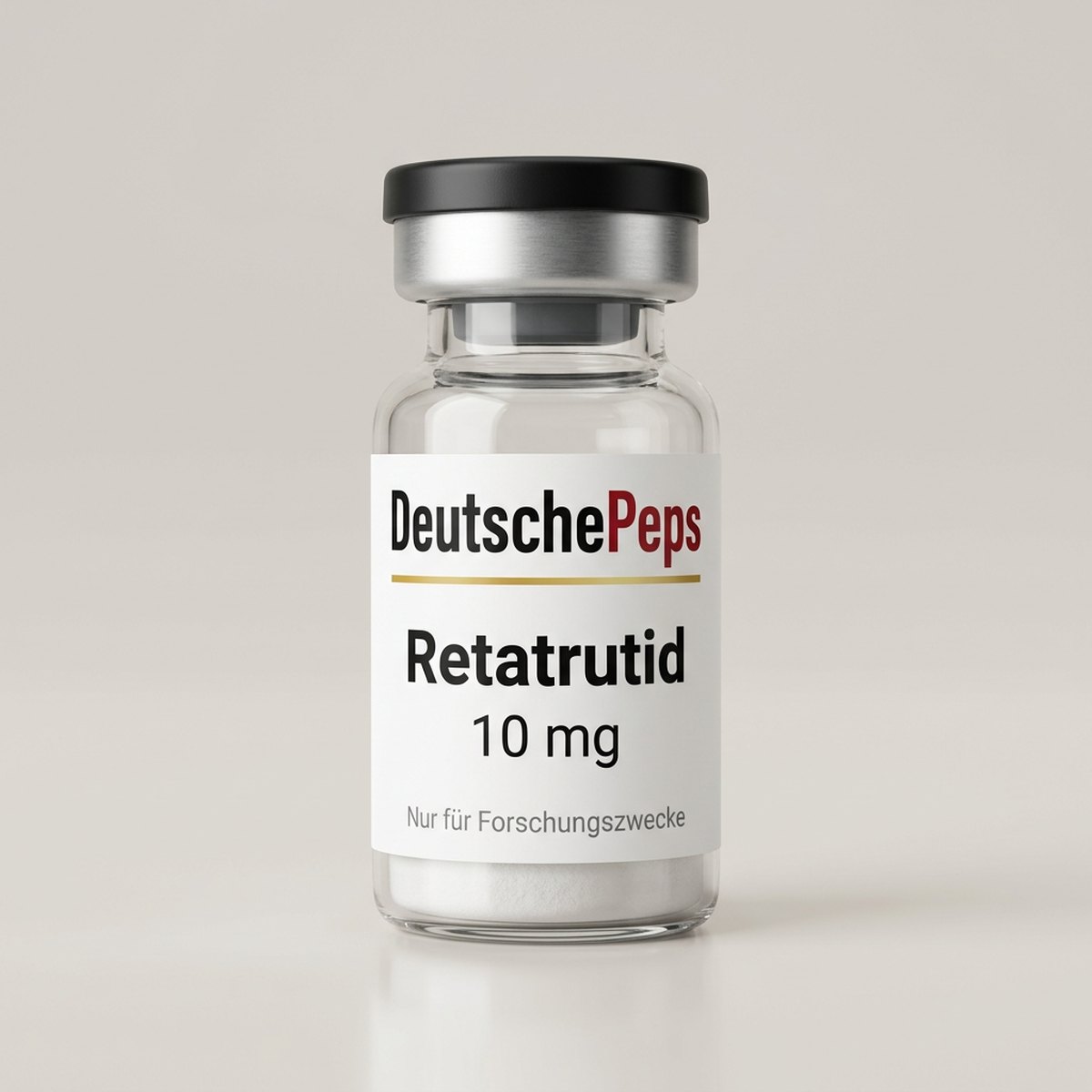 Retatrutid 10 mg — Vial mit lyophilisiertem Forschungspeptid (Symbolbild)