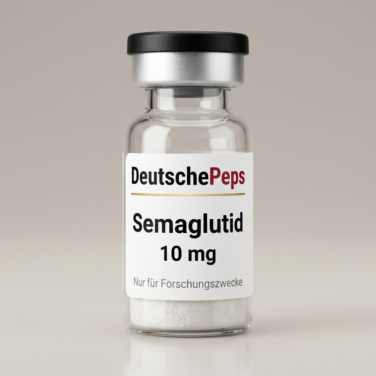 Semaglutid 10 mg — Vial mit lyophilisiertem Forschungspeptid (Symbolbild)