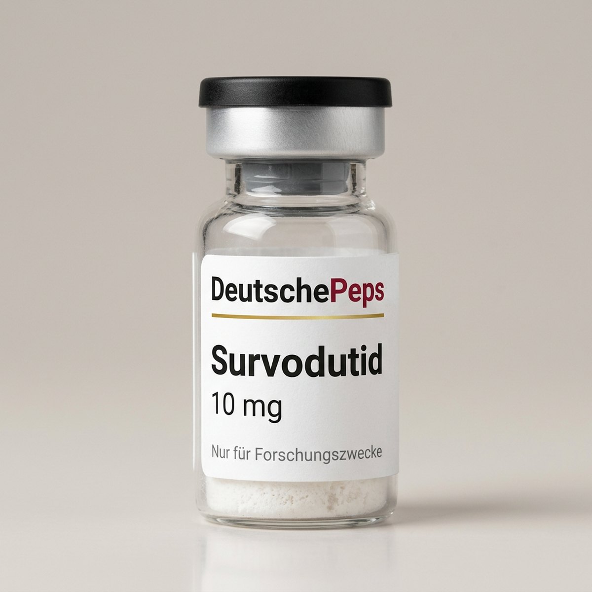 Survodutid 10 mg — Vial mit lyophilisiertem Forschungspeptid (Symbolbild)