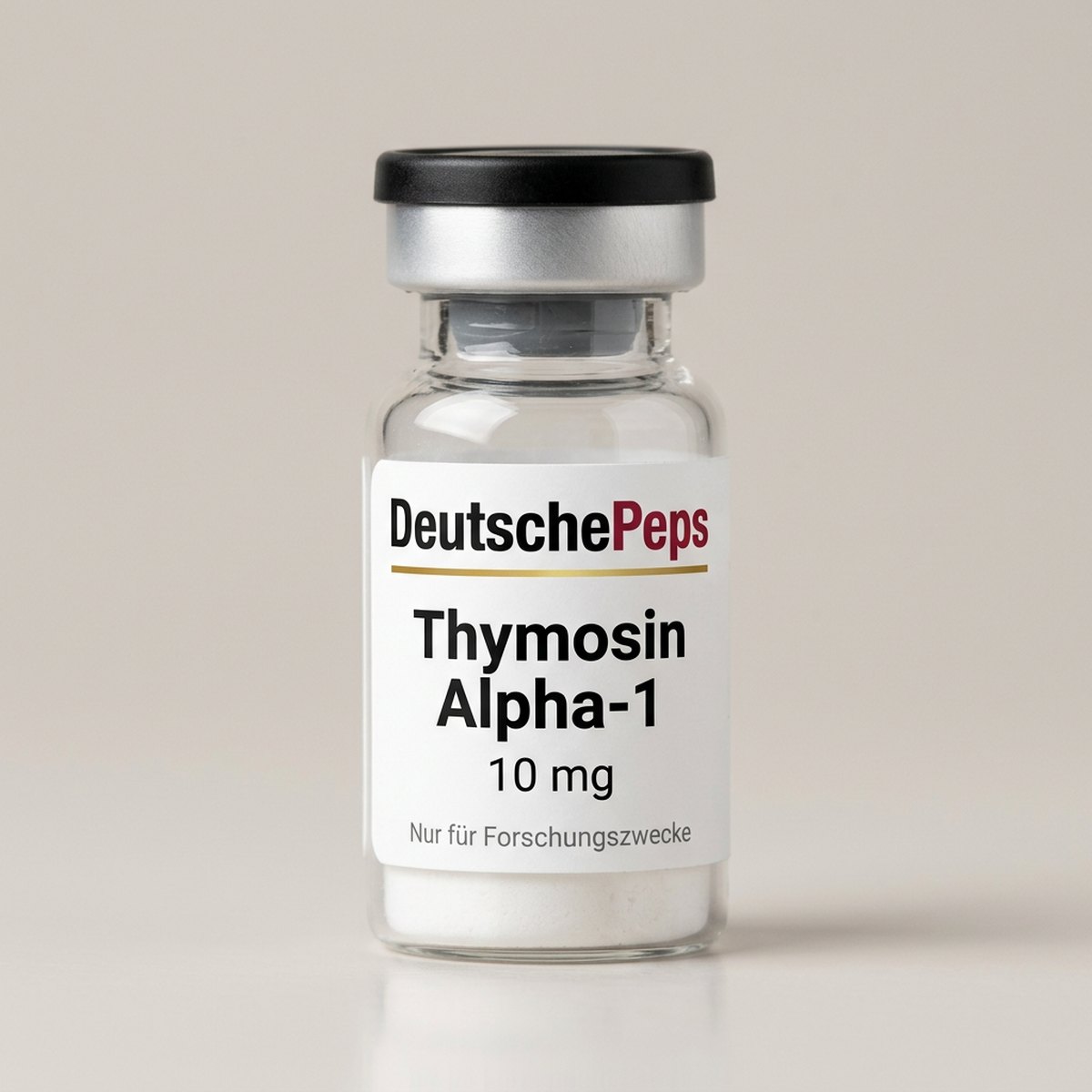 Thymosin Alpha-1 10 mg — Vial mit lyophilisiertem Forschungspeptid (Symbolbild)